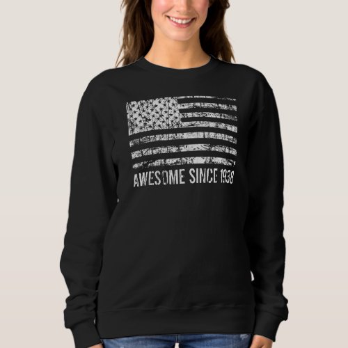84th Birthday Vintage Usa Flag Awesome Since 1938 Sweatshirt