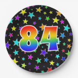 [ Thumbnail: 84th Event: Bold, Fun, Colorful Rainbow 84 Paper Plates ]