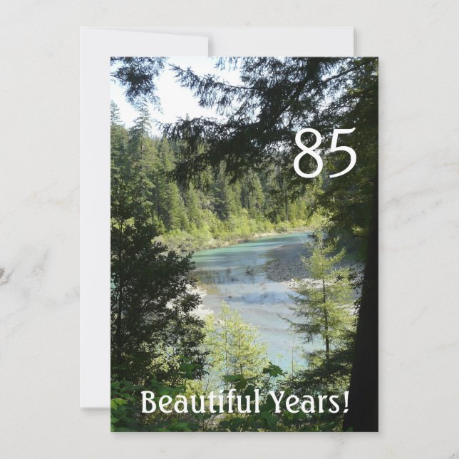 85 Beautiful Years!-Birthday+Woodland Lake Invitation (Front)