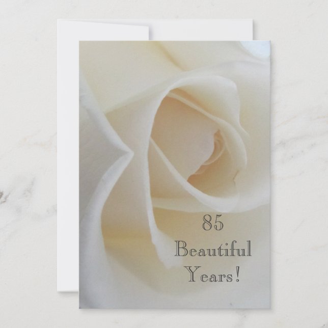 85 BeautifulYears Birthday Celebration/White Rose Invitation (Front)