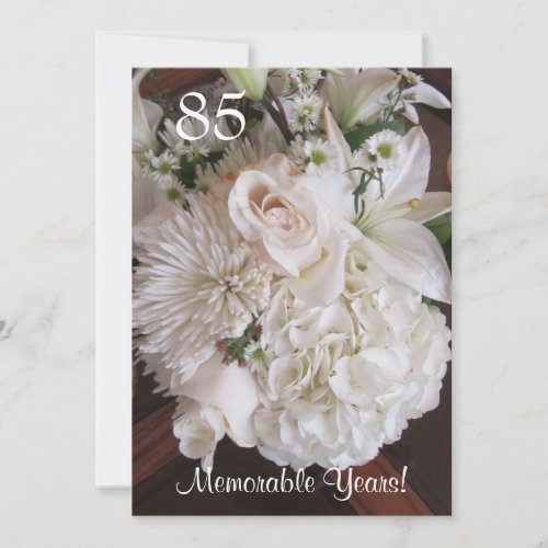 85 Birthday CelebrationElegant White Floral Invitation
