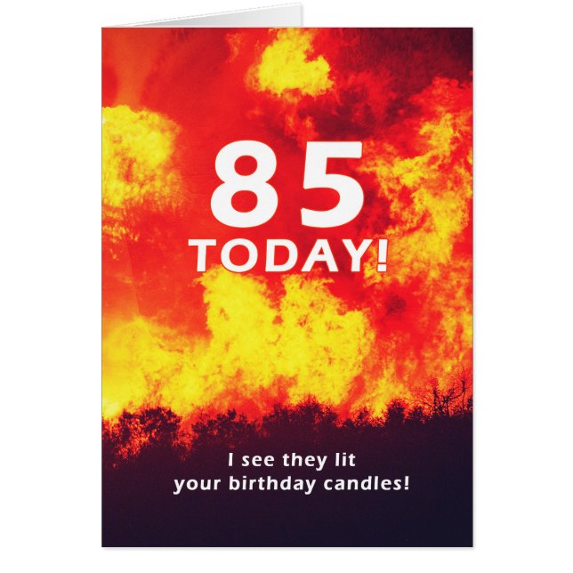 85 Birthday Forest Fire Candle Humor  Cards (Front)