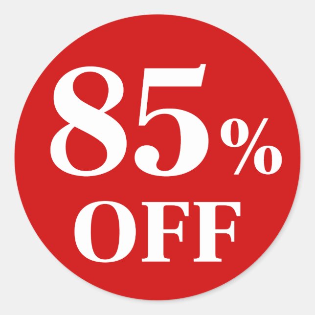 85% OFF Red Background Classic Round Sticker (Front)