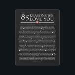 85 reasons why we love you 80th 60th birthday 40th metal print<br><div class="desc">designed by The Arty Apples Limited</div>
