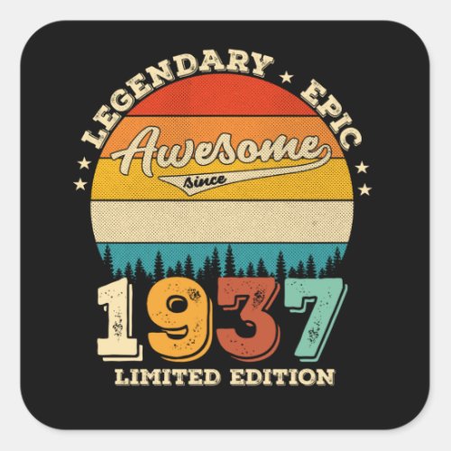 85 Year Old Awesome Since 1937 85th Birthday Gift Square Sticker
