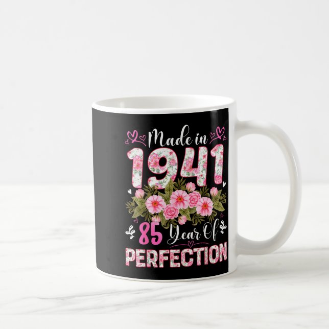 85 Year Old Made In 1941 Floral 85th Birthday Wome Coffee Mug (Right)