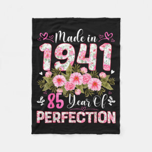 85 Year Old Made In 1941 Floral 85th Birthday Wome Fleece Blanket