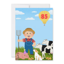 85-year-old single birthday card (farm)