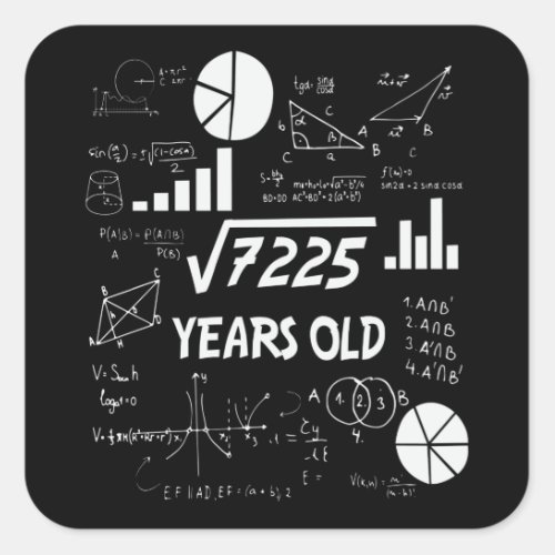 85 Years Old Bday Math Teacher 85th Birthday Gift Square Sticker