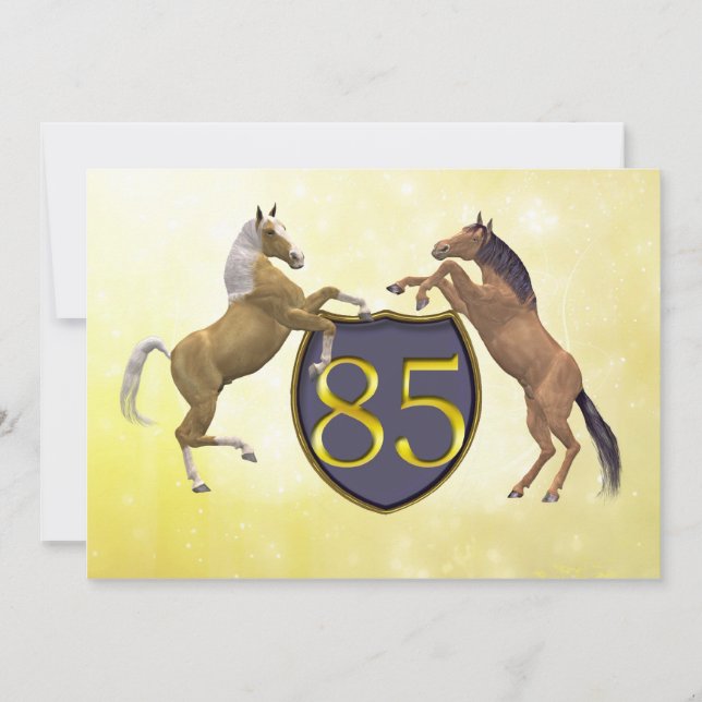 85 years old birthday party rearing horses invitation (Front)