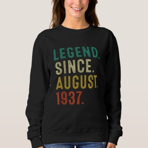 85 Years Old Legend Since August 1937 85th Birthda Sweatshirt