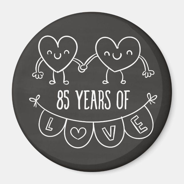 85th Anniversary Gift Chalk Hearts Magnet (Front)