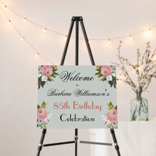 85th Any Year Birthday Painted Floral Welcome Sign