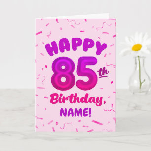 85th Balloon Number Custom Name Birthday Card
