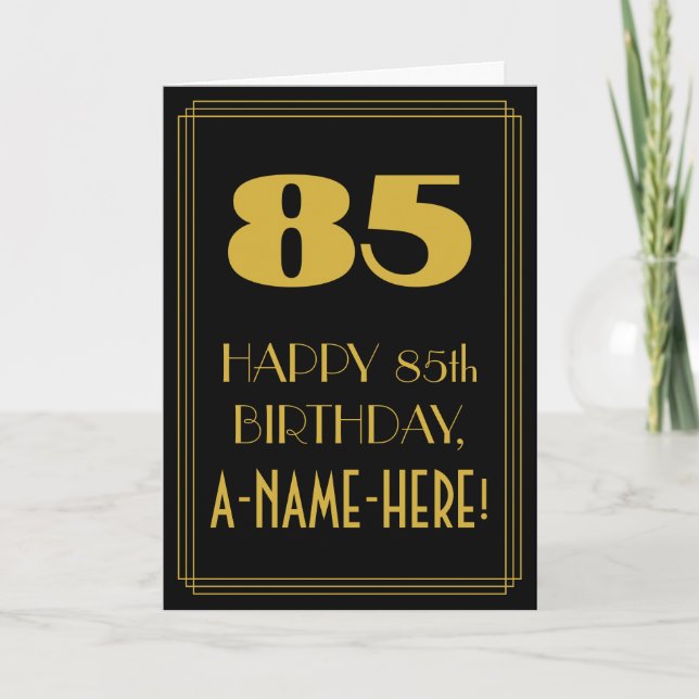 85th Birthday ~ Art Deco Inspired Look "85" & Name Card (Front)