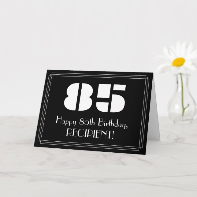 85th Birthday: Art Deco Inspired Look "85" & Name Card (Small Plant)