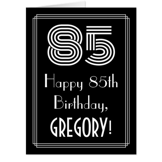 85th Birthday — Art Deco Inspired Look “85” + Name Card (Front)