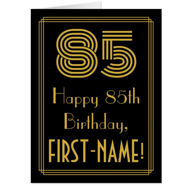 85th Birthday: Art Deco Inspired Look “85” + Name Card (Front)