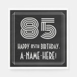 [ Thumbnail: 85th Birthday: Art Deco Inspired Look "85" + Name Napkins ]