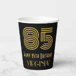 [ Thumbnail: 85th Birthday: Art Deco Inspired Look “85” & Name Paper Cups ]