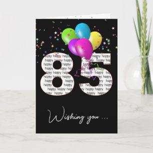 85th Birthday Balloon Bouquet and Stars Card
