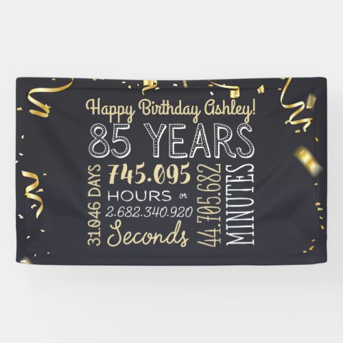 85th Birthday Banner _ 85 Years in Hours  Seconds