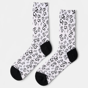 85th Birthday Black Random Number Pattern Socks