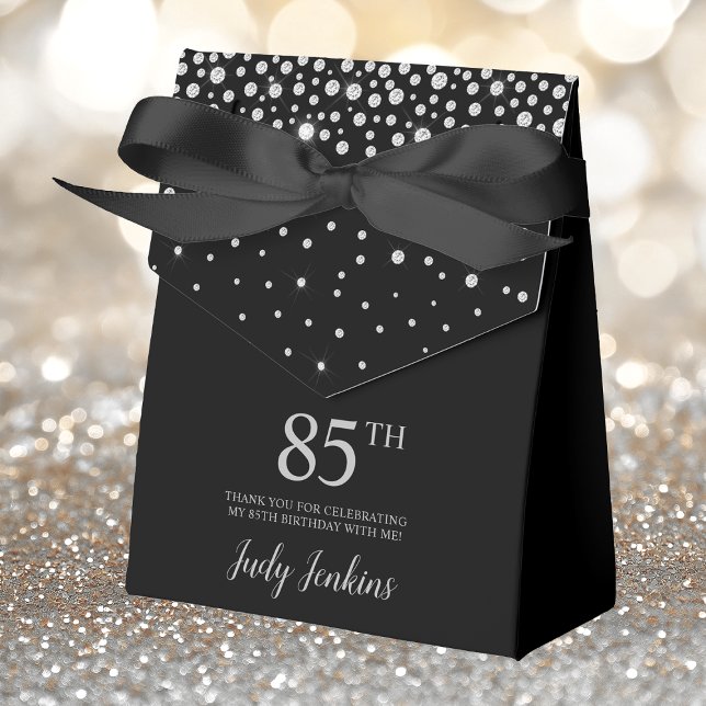 85th Birthday Black Sparkly Thank You Favor Boxes (Creator Uploaded)