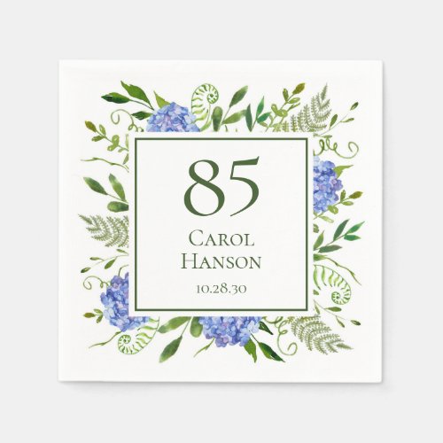 85th Birthday Blue Hydrangeas Napkins