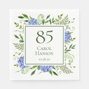 85th Birthday Blue Hydrangeas Napkins
