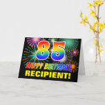 [ Thumbnail: 85th Birthday: Bold, Fun, Fireworks, Rainbow 85 Card ]