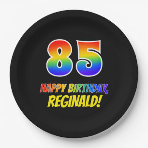 85th Birthday: Bold, Fun, Simple, Rainbow 85 Paper Plates