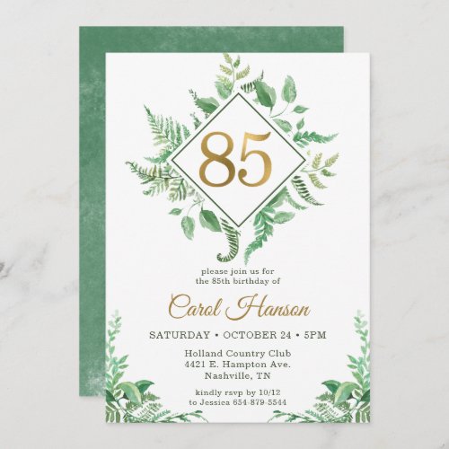 85th Birthday Botanical Invitation
