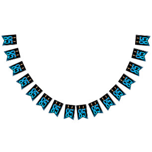 85th birthday candles with eyeballs bunting flags