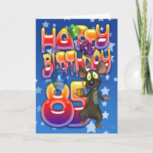 85th Birthday Card cute with little mouse