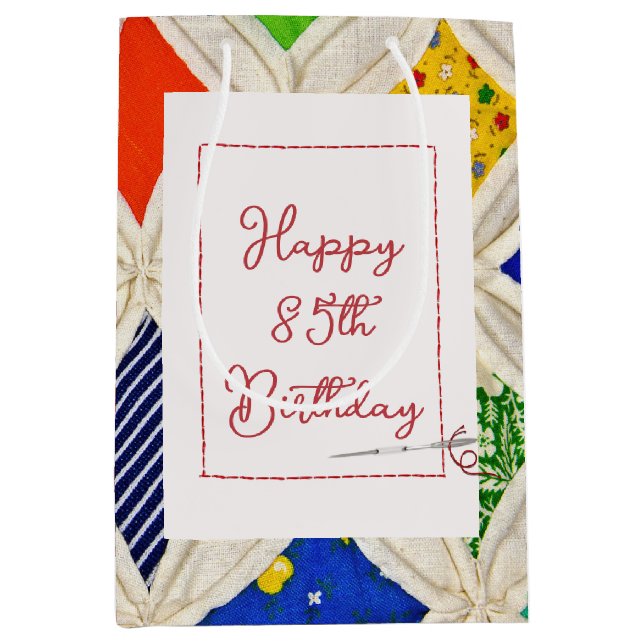85th Birthday Cathedral Window Quilt Medium Gift Bag (Front)
