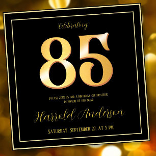 85th Birthday Celebrating Gold Front Back Classic Invitation