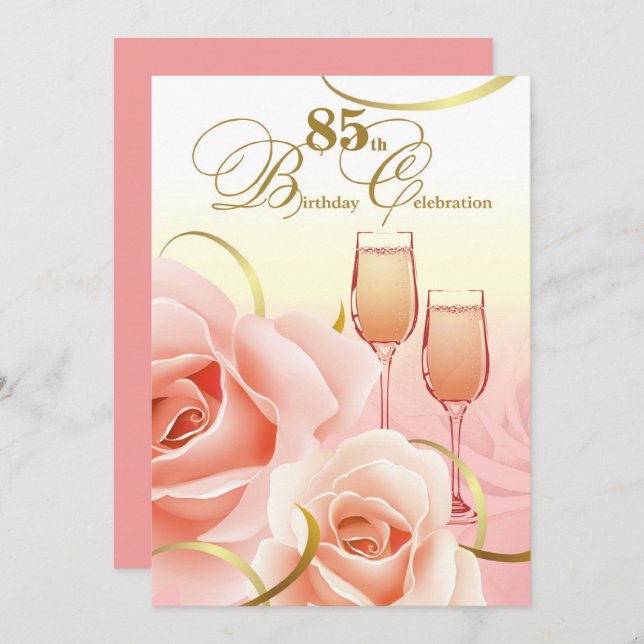 85th Birthday Celebration Custom Invitations (Front/Back)