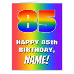 [ Thumbnail: 85th Birthday: Colorful, Fun Rainbow Pattern # 85 Card ]