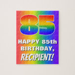 [ Thumbnail: 85th Birthday: Colorful, Fun Rainbow Pattern # 85 Jigsaw Puzzle ]