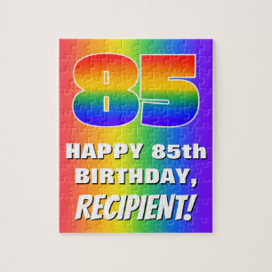 85th Birthday: Colorful, Fun Rainbow Pattern # 85 Jigsaw Puzzle