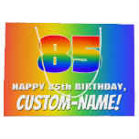 [ Thumbnail: 85th Birthday: Colorful, Fun Rainbow Pattern # 85 Gift Bag ]