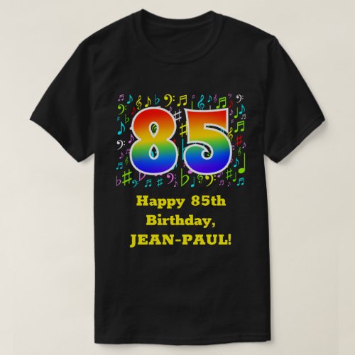 85th Birthday Colorful Music Symbols Rainbow 85 T_Shirt