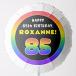 [ Thumbnail: 85th Birthday: Colorful Rainbow # 85, Custom Name Balloon ]