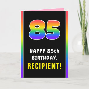 85th Birthday: Colorful Rainbow # 85, Custom Name Card