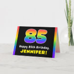 [ Thumbnail: 85th Birthday: Colorful Rainbow # 85, Custom Name Card ]