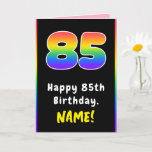 [ Thumbnail: 85th Birthday: Colorful Rainbow # 85, Custom Name Card ]