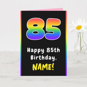 85th Birthday: Colorful Rainbow # 85, Custom Name Card