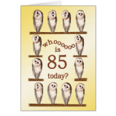 85th birthday, Curious owls card. (Front)