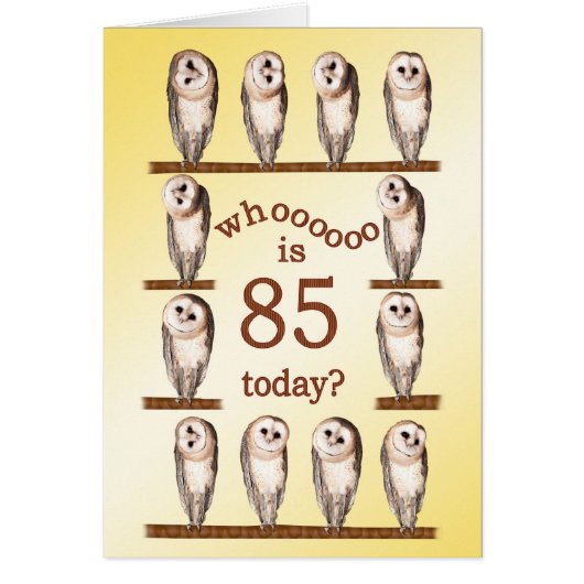 85th birthday, Curious owls card. Cards (Front)